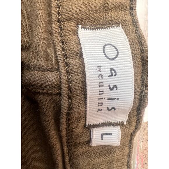 Oasis By Eunina Olive Green Denim Distressed Shorts Size L - Picture 3 of 5